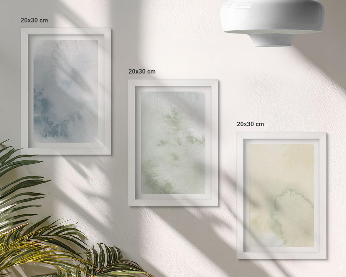 BILDER SET 3er Set - 20x30 cm Weißer Rahmen - Pastellfarben auf Leinwand - Weiß, Kunststoff (20/30cm) - TULUP