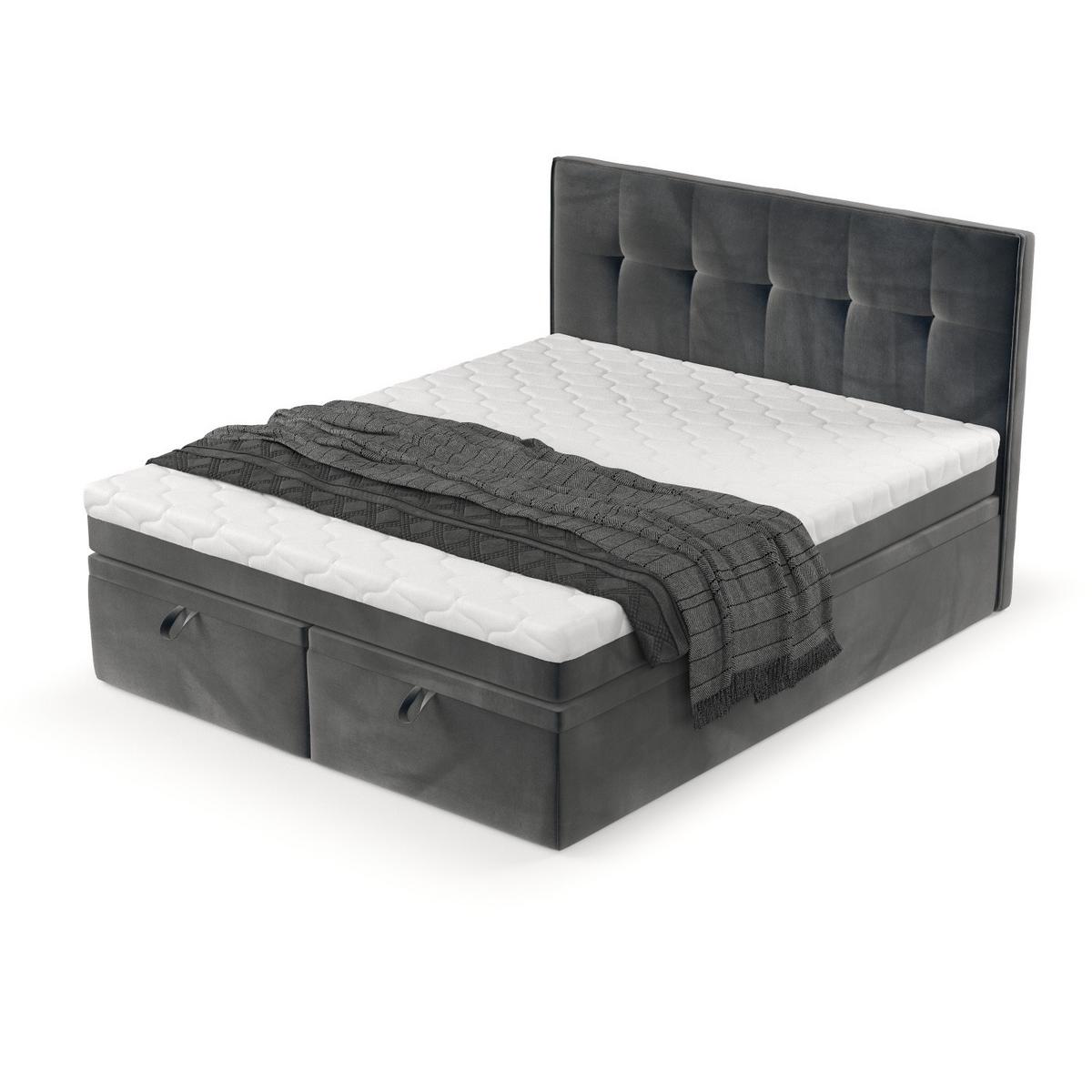 BOXBETT Arivo 200/200 cm Anthrazit im Paros Stoff - Anthrazit/Schwarz, Holz/Holzwerkstoff (200/200cm) - AltaBeds
