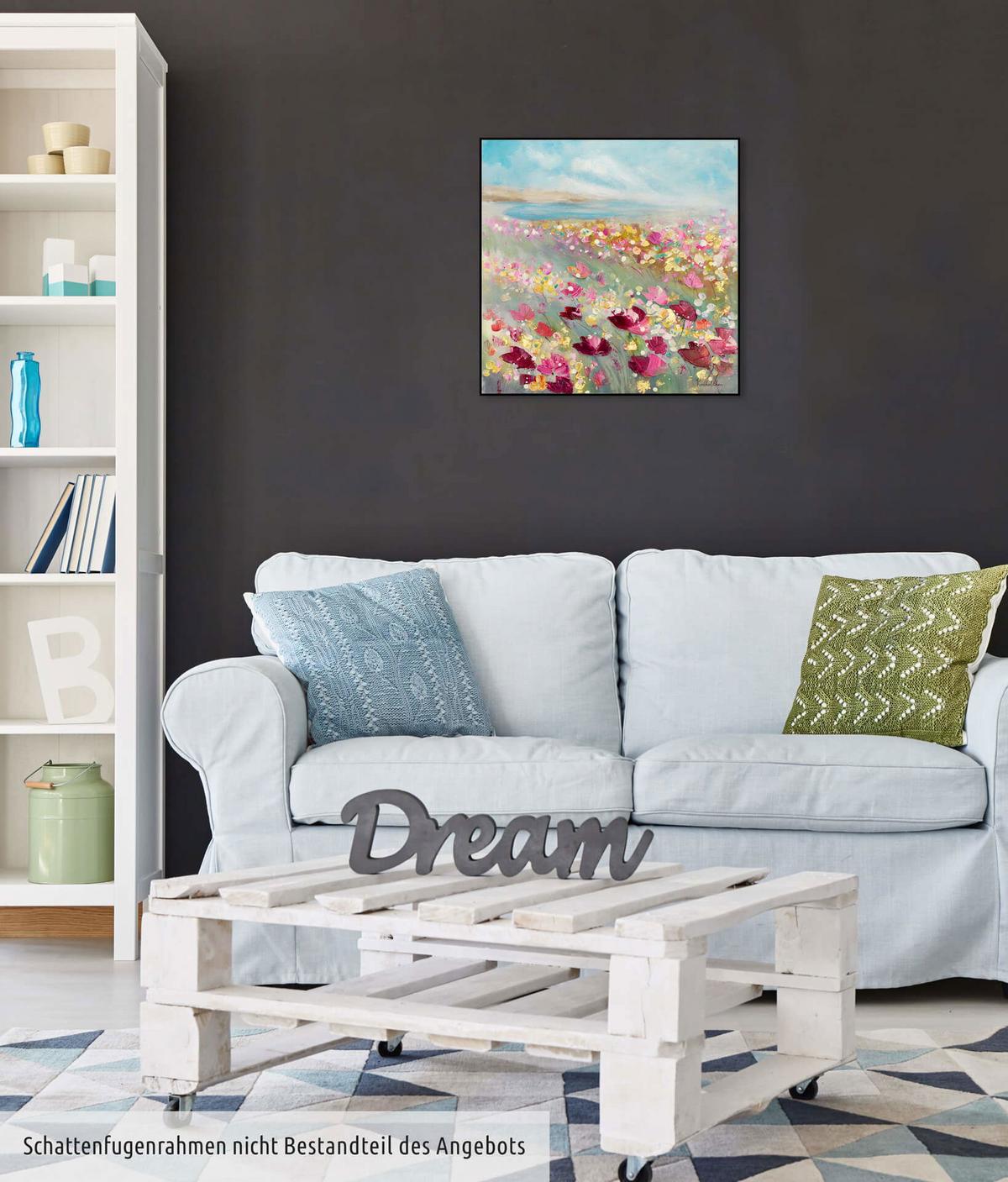 ÖLGEMÄLDE 60/60 cm - Blau/Pink, Holz/Textil (60/60cm) - KUNSTLOFT