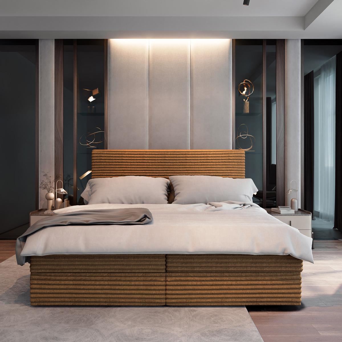 BOXBETT PISA 160x200 cm mit Matratze und Topper - Kupferfarben - Kupferfarben, Holz (160/200cm) - MASSENO