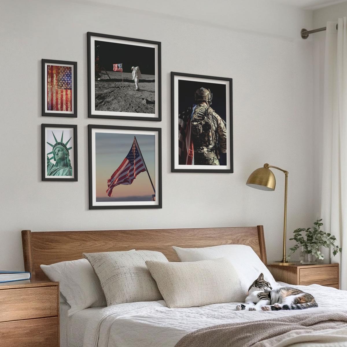 BILDER SET 5er Set - 50x50 cm & 20x30 cm & 40x60 cm Schwarzer Rahmen - Ruhige Landschaften am Strand der Sonne - Schwarz, Kunststoff (40/60cm) - TULUP