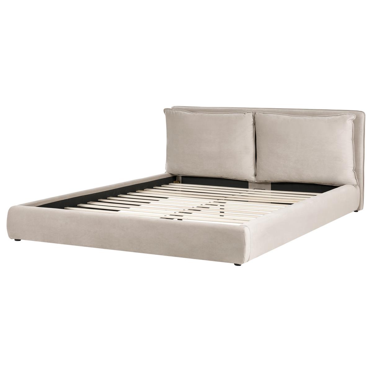 BETT mit Lattenrost 180/200 cm Samtstoff Taupe Bajonna - Taupe, Textil (180/200cm) - Beliani