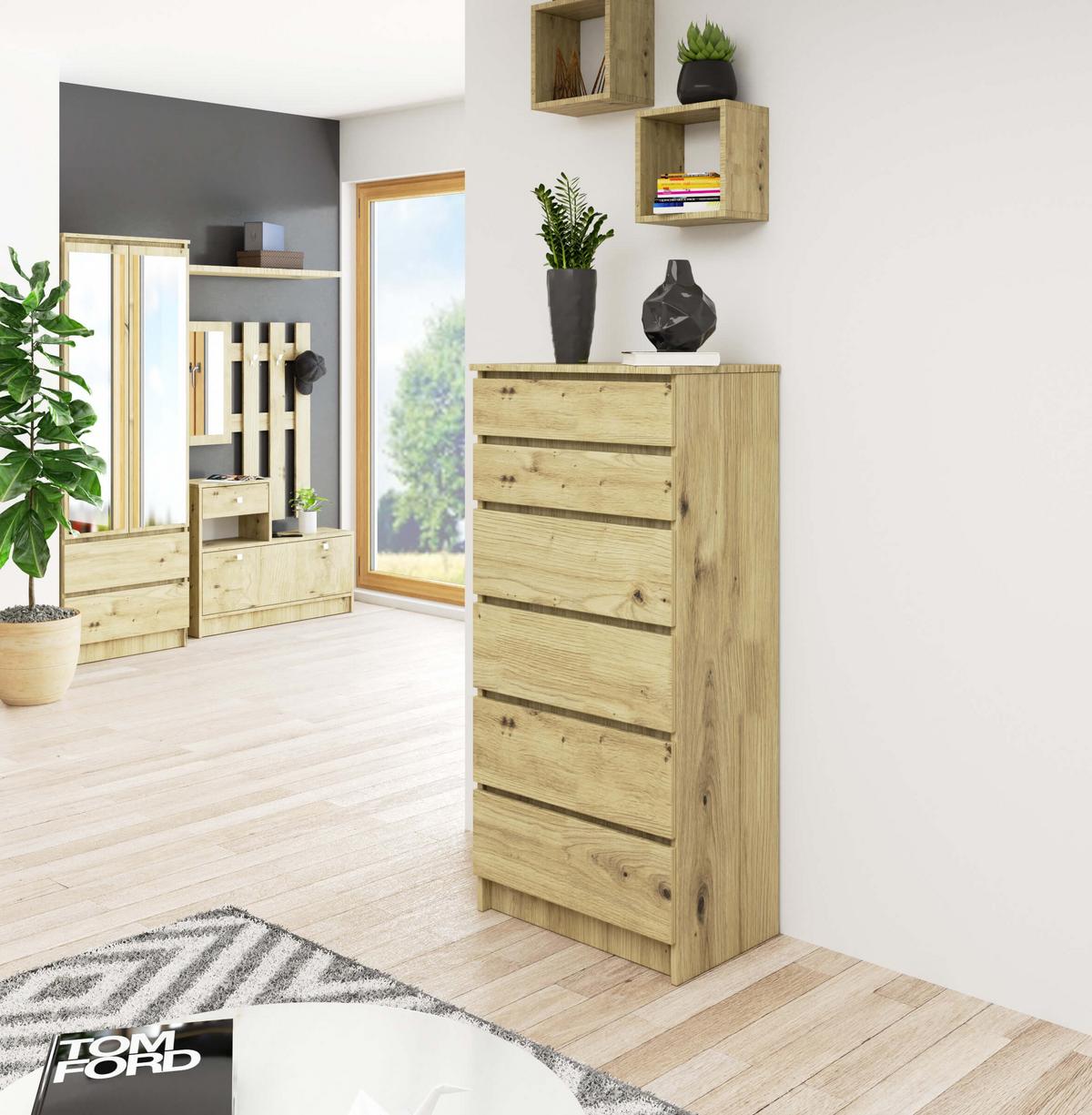 KOMMODE Eiche Artisan 130/60/40 - Eiche Artisan, Holzwerkstoff (60/130/40cm) - RAUMHIRSCH FURNITURE