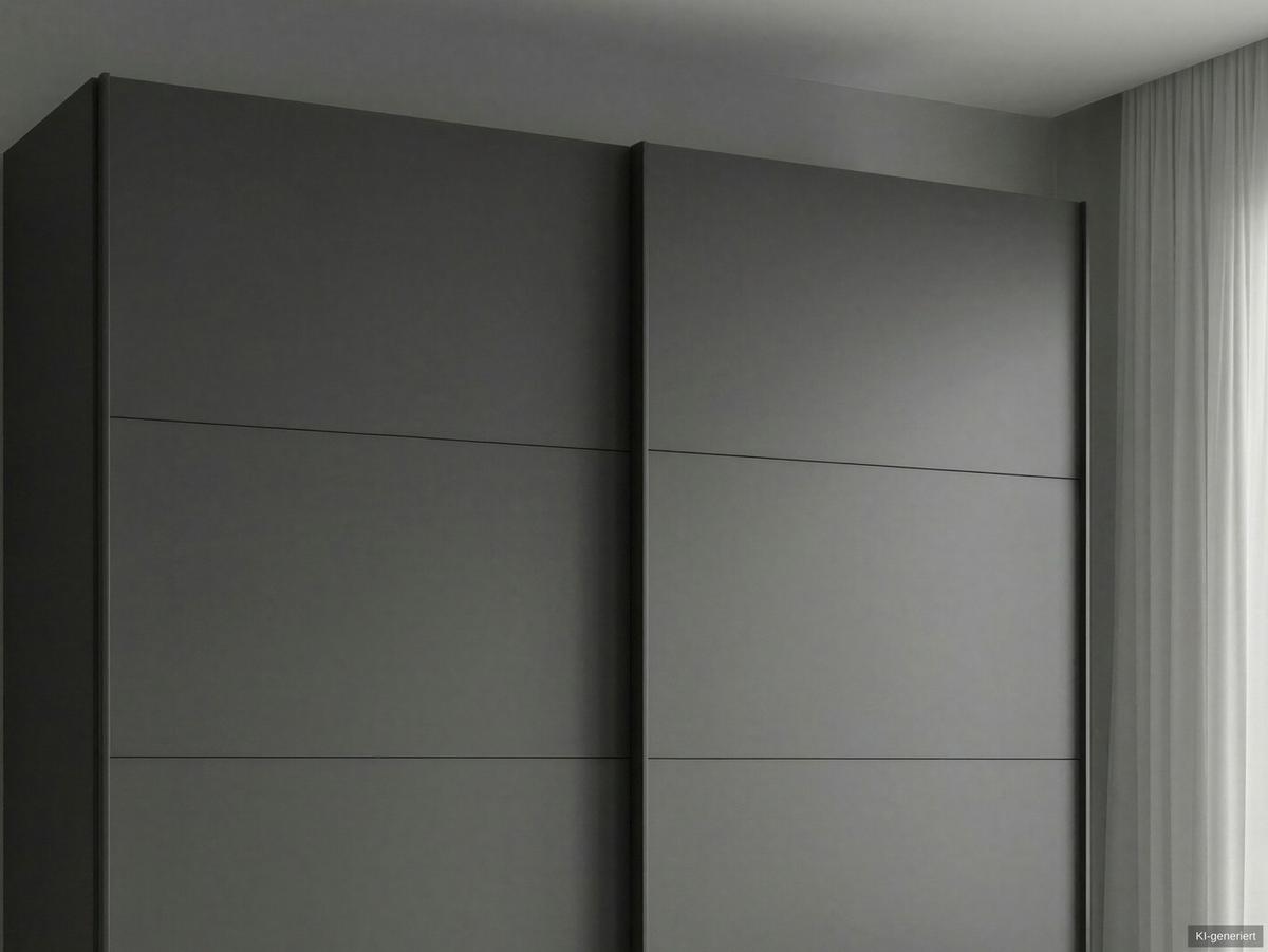 SCHWEBETÜRENSCHRANK 2-türig B179/H198/T65 cm, Kleiderschrank in Grafit mit sichtbaren Schubkästen / 22693 - Graphitfarben/Schwarz, Holz/Holzwerkstoff (179/198/65cm) - luma-home