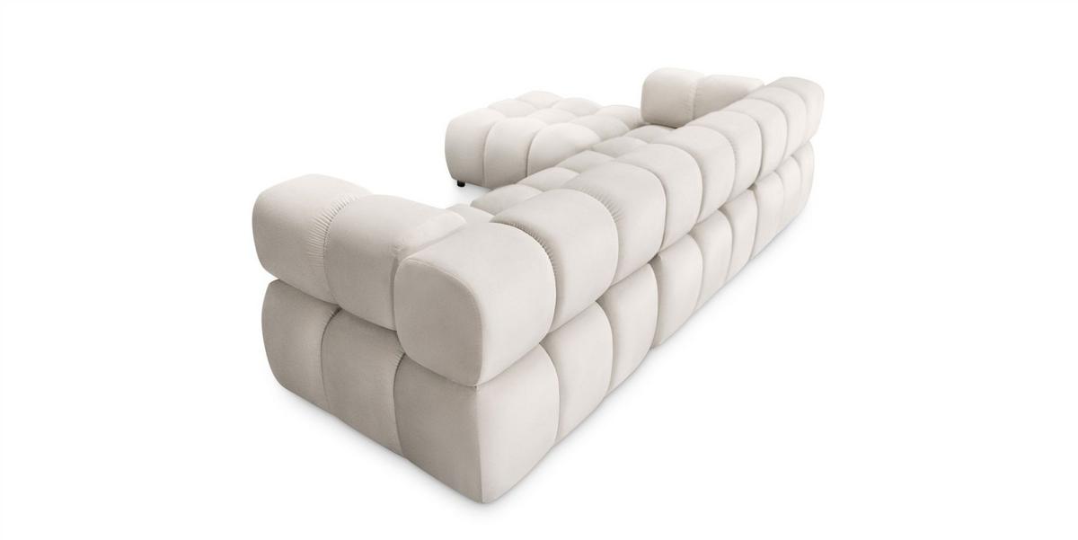 SOFA 3-sitzer Und 1-polsterhocker Flow - Hellgrau, Holzwerkstoff/Textil (288/71/96cm) - Fun Möbel