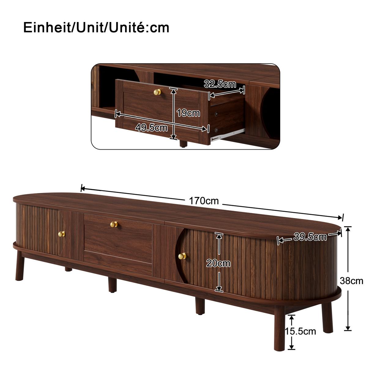 TV-LOWBOARD in Nussbaum-Optik, Fernsehschrank mit Schiebetüren - Weiß, Holzwerkstoff (170/38/40cm) - Urban Meuble