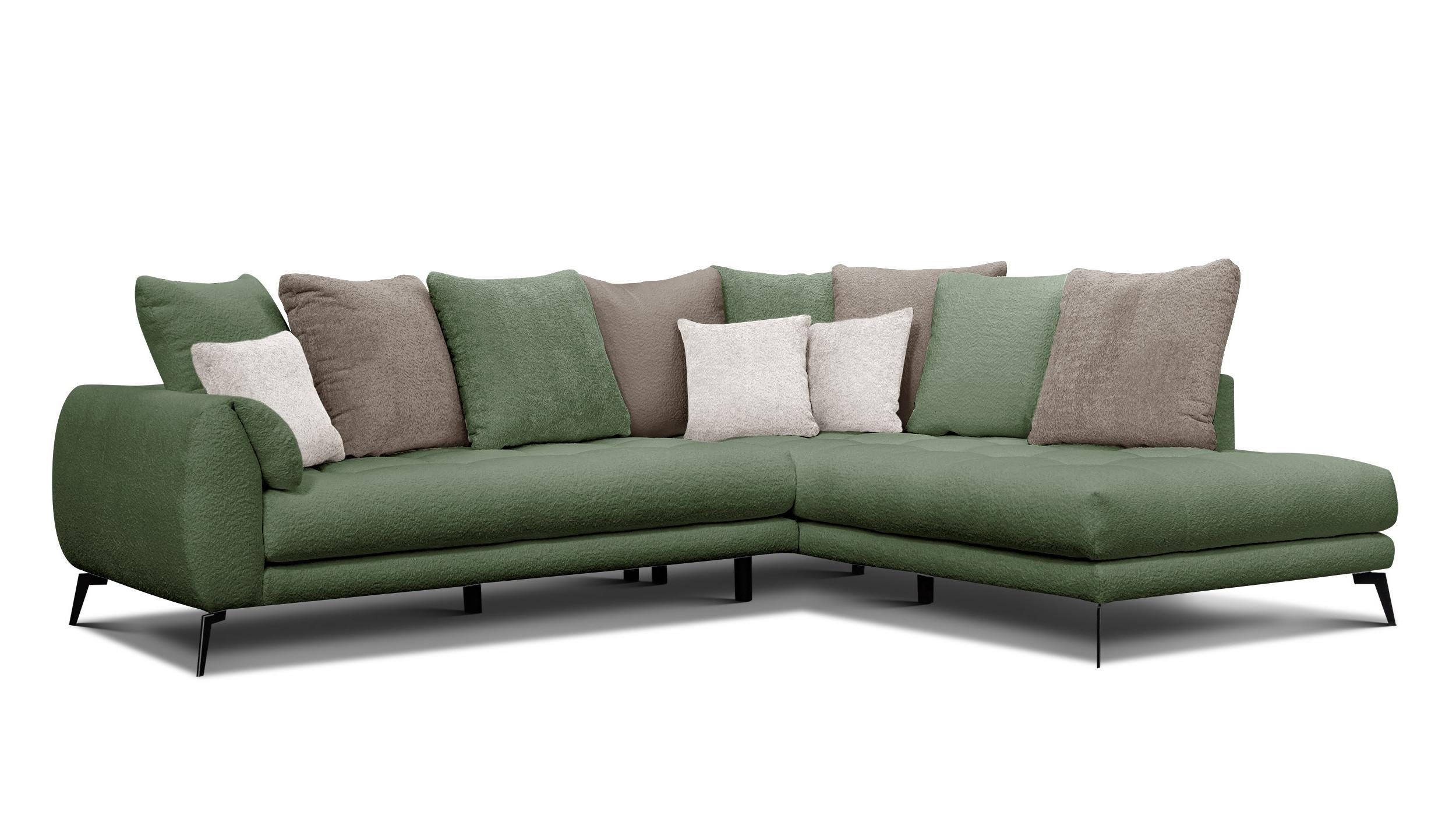 ECKSOFA CALME 5-Sitzer, olive und beige - Schwarz/Olivgrün, Holz/Textil (294/229cm) - Wozimo