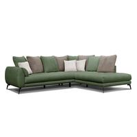 ECKSOFA CALME 5-Sitzer, olive und beige - Schwarz/Olivgrün, Holz/Textil (294/229cm) - Wozimo