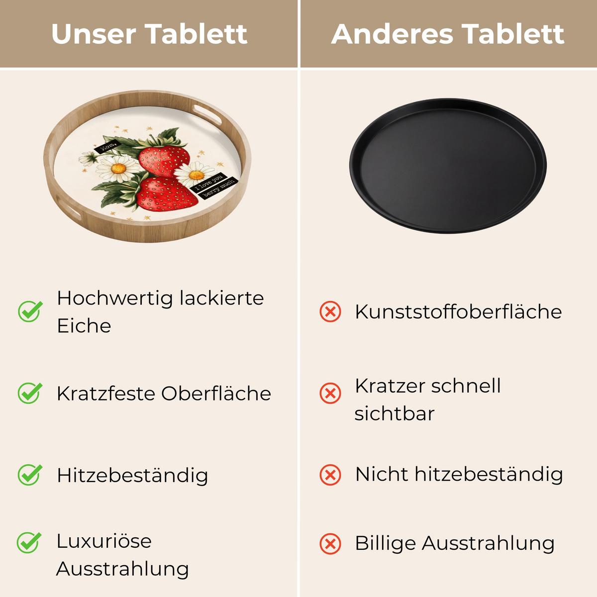 TABLETT Erdbeeren - Gänseblümchen - Zitat - Sterne 50x50 cm - Multicolor, Holz (50/5/5cm) - OnlyWow