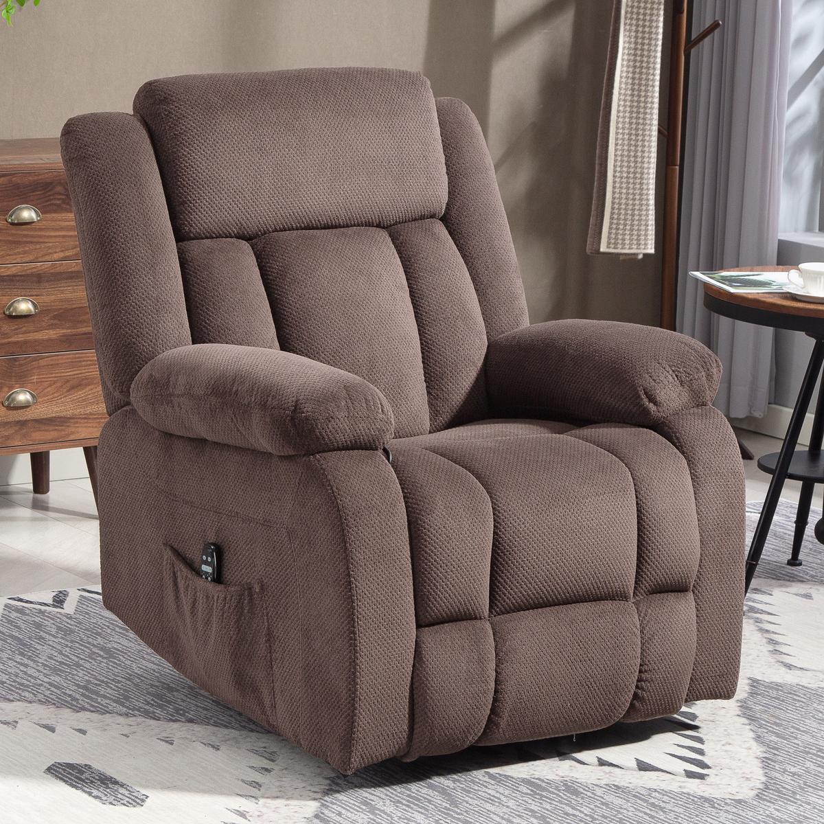 MASSAGESESSEL mit Liegefunktion Vibrationsmassage Braun - Braun, Textil (92/102/92cm) - HOMCOM
