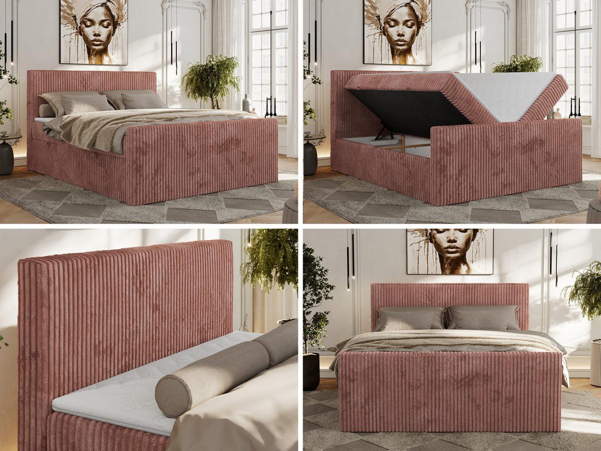 BOXBETT TILIANO DUO 200/200 - Rosa Cord - H4 - Rosa, Textil (200/200cm) - MKS