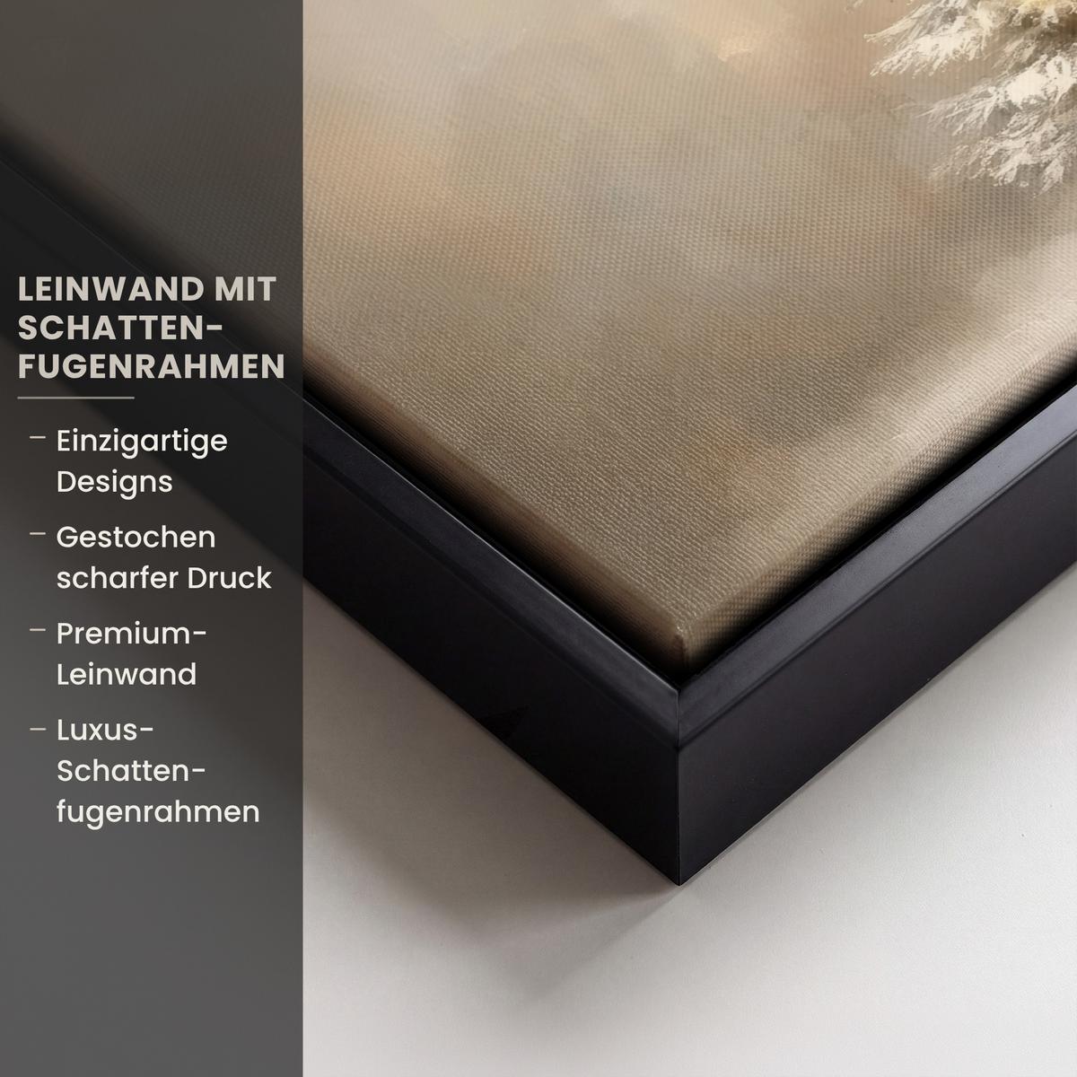 LEINWAND Bilder mit Rahmen - Weihnachten - Weihnachtsbaum - Schnee - Kunst - 30x20 - Champagner, Textil (30/20cm) - MuchoWow