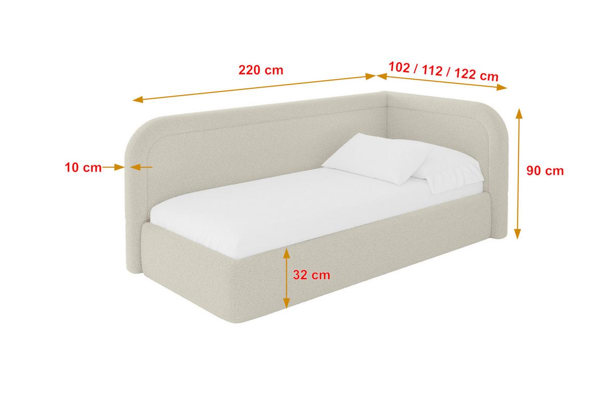 EINZELLBETT Jugendbett mit Bettkasten und Matratze H3/H4, Links - JOVY 80x200 Beige - Champagner, Holzwerkstoff/Textil (80/200cm) - ALTDECOR