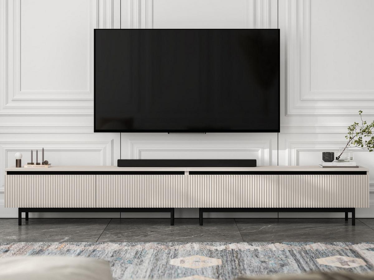 TV-LOWBOARD 2er-Set Selene Kaschmir matt 280 cm mit Metallrahmen - Kaschmir/Schwarz, Holzwerkstoff/Metall (280/44/35cm) - Meble Lindner