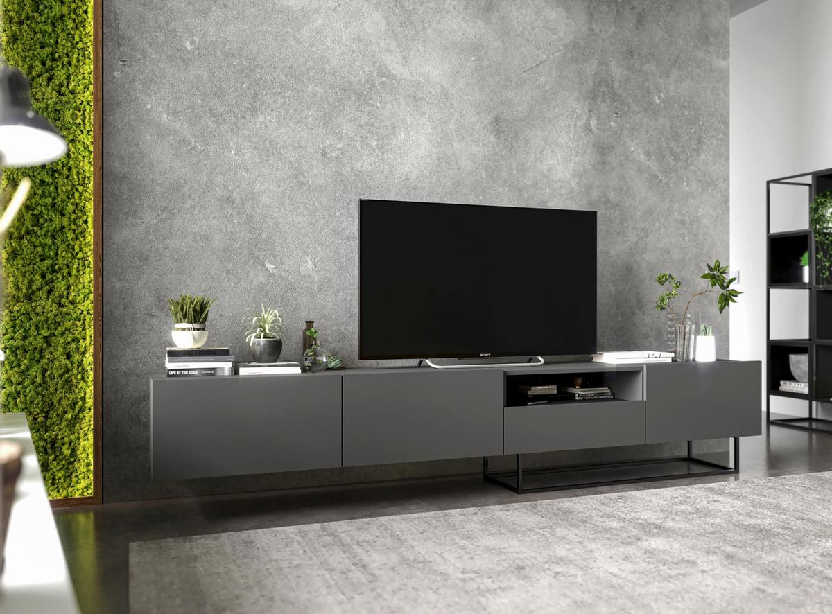 TV-SCHRANK Enjoy Grau matt mit Metallrahmen Schublade 120 cm - Schwarz/Grau, Holzwerkstoff/Metall (120/46/35cm) - Meble Lindner