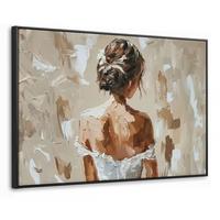 LEINWAND Bilder mit Rahmen - Frau - Farbe - Abstrakt - Beige - Modern - 120x80 - Sandfarben, Textil (120/80cm) - MuchoWow