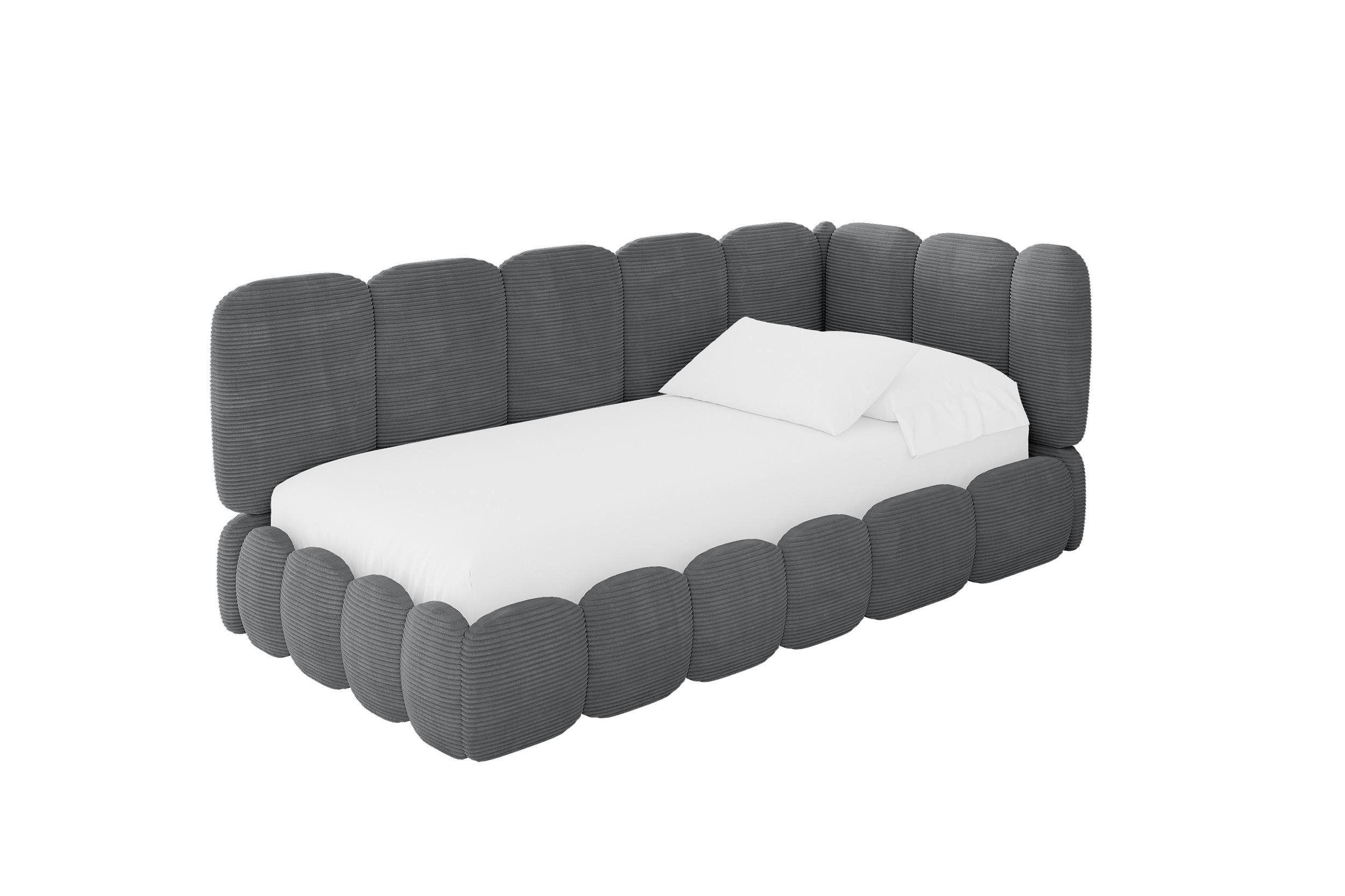EINZELLBETT Jugendbett mit Bettkasten, Links - AVRY 100x200 Dunkelgrau - Graphitfarben, Holzwerkstoff/Textil (100/200cm) - ALTDECOR