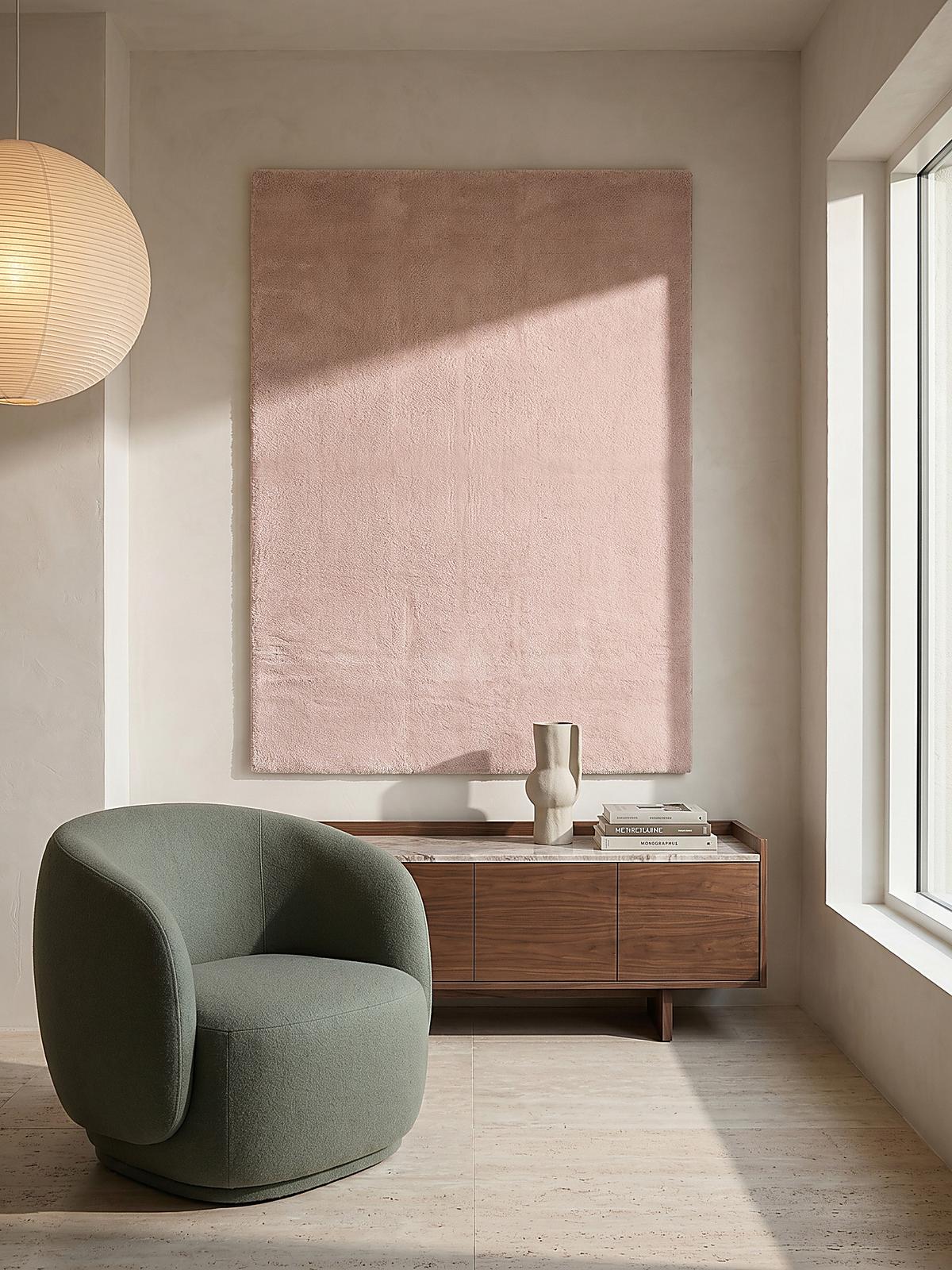 TEPPICHLÄUFER Antirutsch Uni ALDAN Polyester Puderrosa 80 x 300 cm - Rosa, Textil (80/300cm) - KADIMA DESIGN