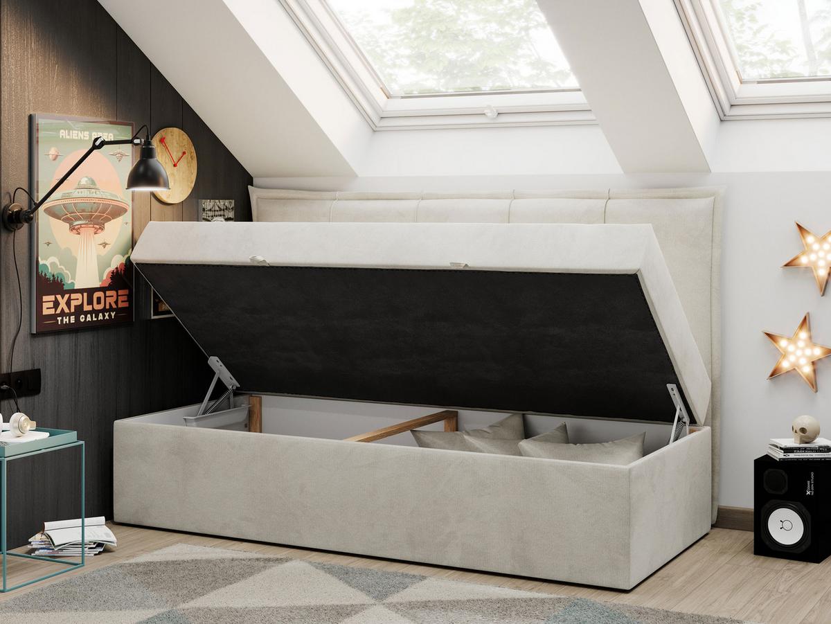 BOXBETT BANCO 90/200 Beige Velvet hydrophob - H3 - Beige, Holz/Textil (90/200cm) - MKS