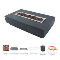 Feuertisch Hampton Faserbeton Dunkelgrau - Dunkelgrau, KONVENTIONELL, Stein/Metall (35/35/142cm) - Gardenson