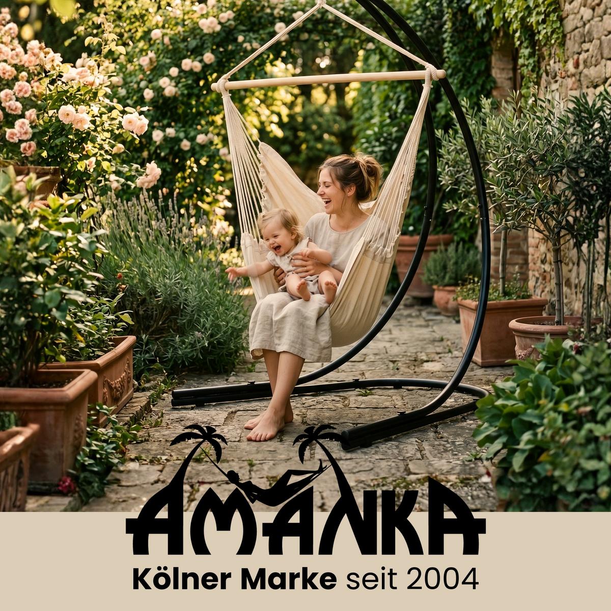 XL-HÄNGESESSELGESTELL, 210cm, bis 150kg, Schwarz - Schwarz, Metall (160/140/210cm) - Amanka