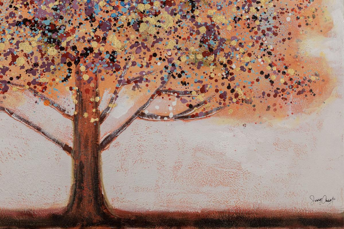 ACRYLBILD HANDGEMALT 100/70 cm - Rot/Orange, Holz/Textil (100/70cm) - KUNSTLOFT