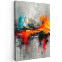 LEINWANDBILD Moderne Kunst - Orange - Grau - Abstrakt Deko XXL 80x120 cm - Hellgrau, Textil (80/120cm) - MuchoWow