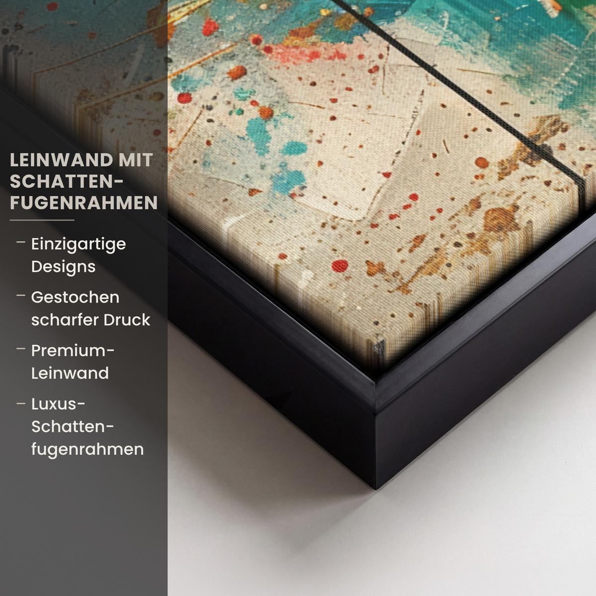 LEINWAND Bilder mit Rahmen - Abstrakt - Kunst - Gold - Modern - 60x80 - Multicolor, Textil (60/80cm) - MuchoWow