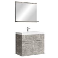 BADMÖBEL-SET Montreal 3 Teile Beton Grau - 60 x 35 x 51 cm - Grau, Holz (60/51/35cm) - Badplaats