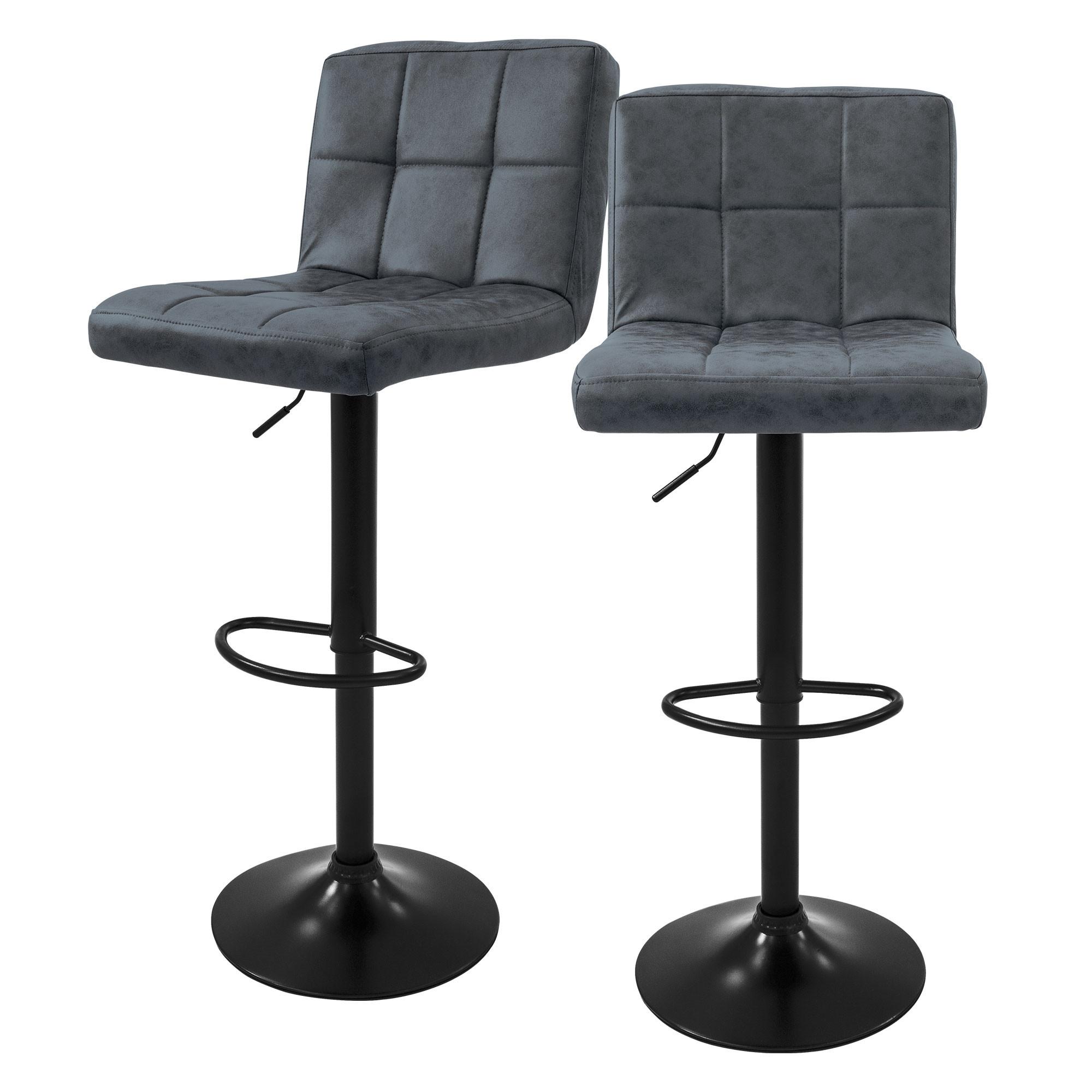 BARHOCKER 2er Set Anthrazit aus Kunstleder höhenverstellbar/drehbar - Anthrazit/Schwarz, Metall (45/112/50cm) - ML-DESIGN