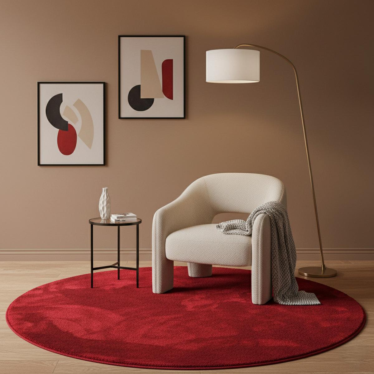 HOCHFLOR LANGFLOR TEPPICH SUPER SOFT MELIA RUND - Rot, Textil (200/200cm) - Pergamon