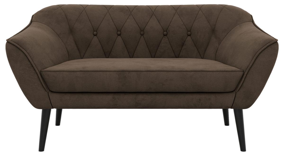 2-SITZER-SOFA PIRS - Braun Velvet - Schwarze Beine - Dunkelbraun/Schwarz, Holzwerkstoff/Textil (140/75/74cm) - MKS