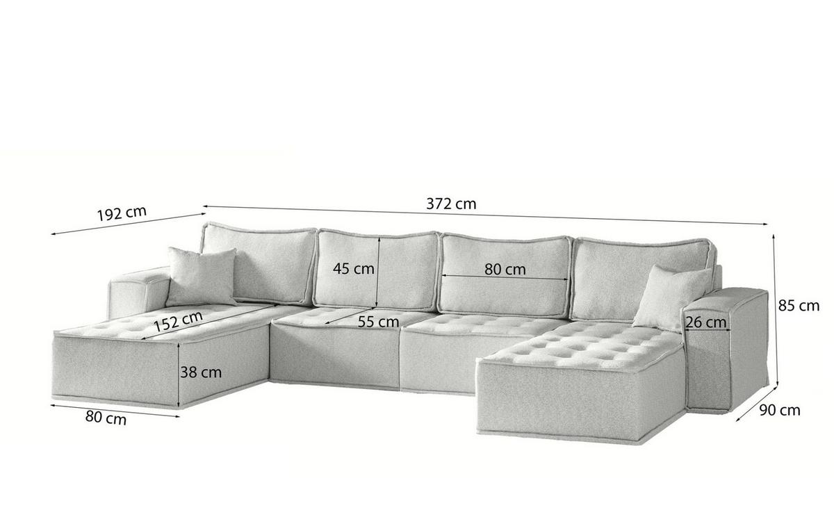 WOHNLANDSCHAFT Sande In Raven - Gelb, Holzwerkstoff/Textil (372/85/192cm) - Fun Möbel