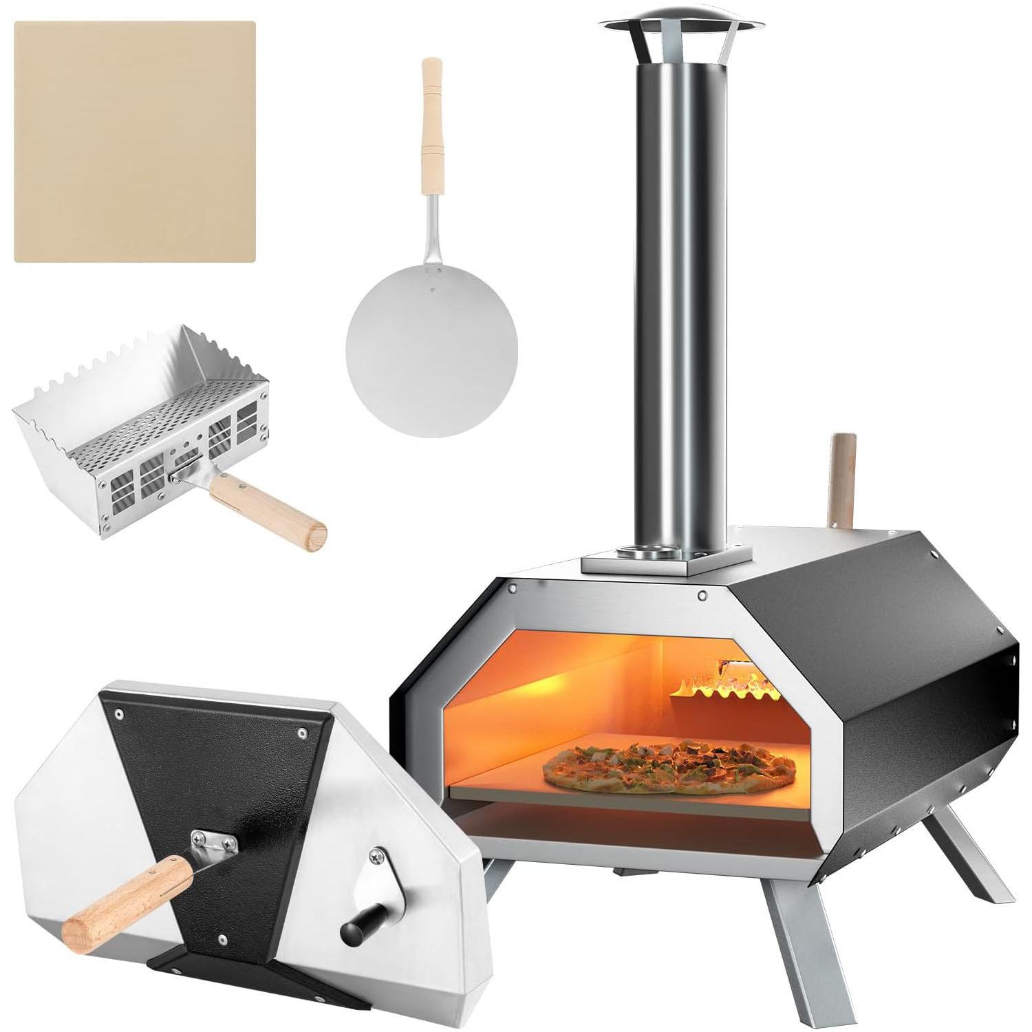 PIZZAOFEN Schwarz - Multicolor, Metall (51/83/38.5cm) - COSTWAY