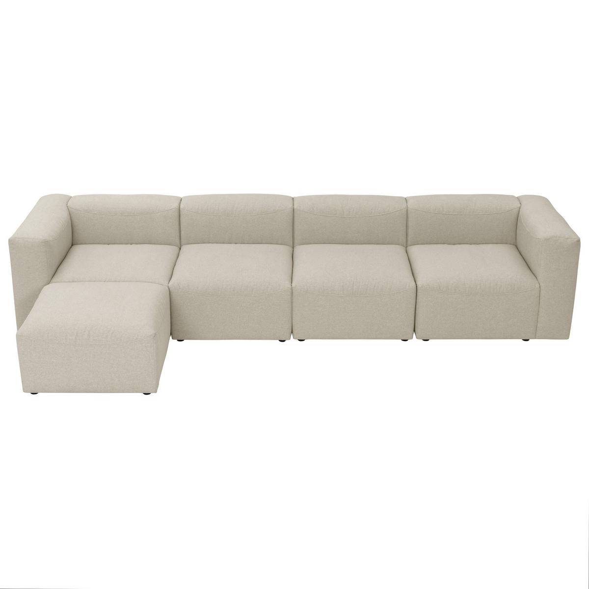ECKSOFA 4-Sitzer mit Hocker links Kattrina Flachgewebe creme - Creme, Kunststoff (175/350cm) - 58aufmkessel