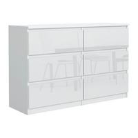 KOMMODE NUDO 120/78,5/39cm mit 6 Schubladen Türen Weiß - Weiß Hochglanz/Weiß, Holzwerkstoff (120/78.5/39cm) - MASSENO