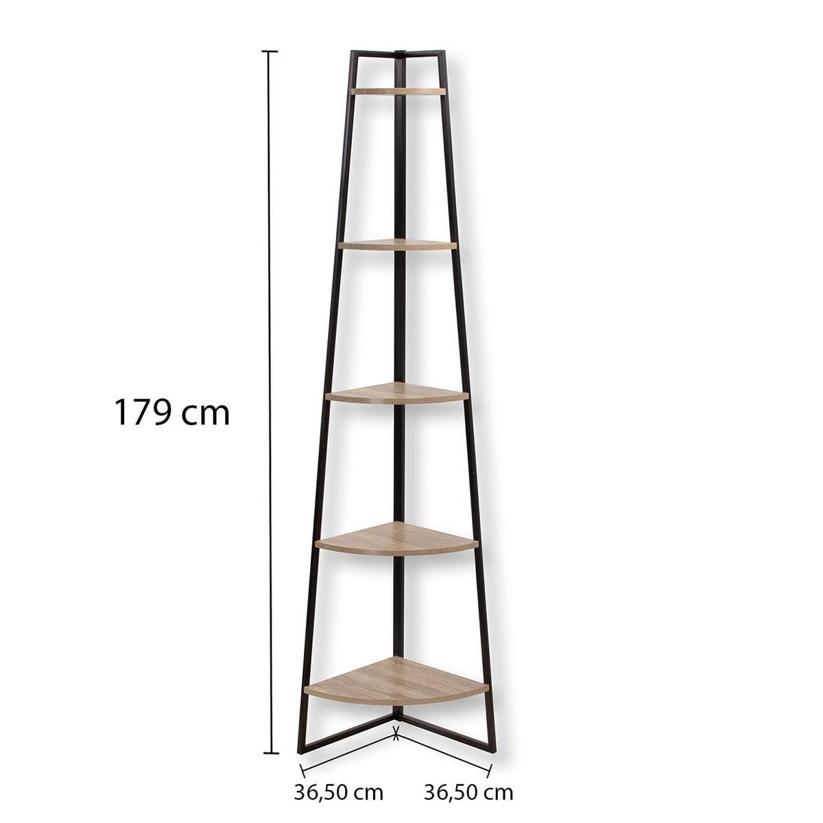 ECKREGAL mit 5 Etagen im Holzdekor H180 cm - Colorado - Schwarz, Holzwerkstoff (36/180/184cm) - Calicosy