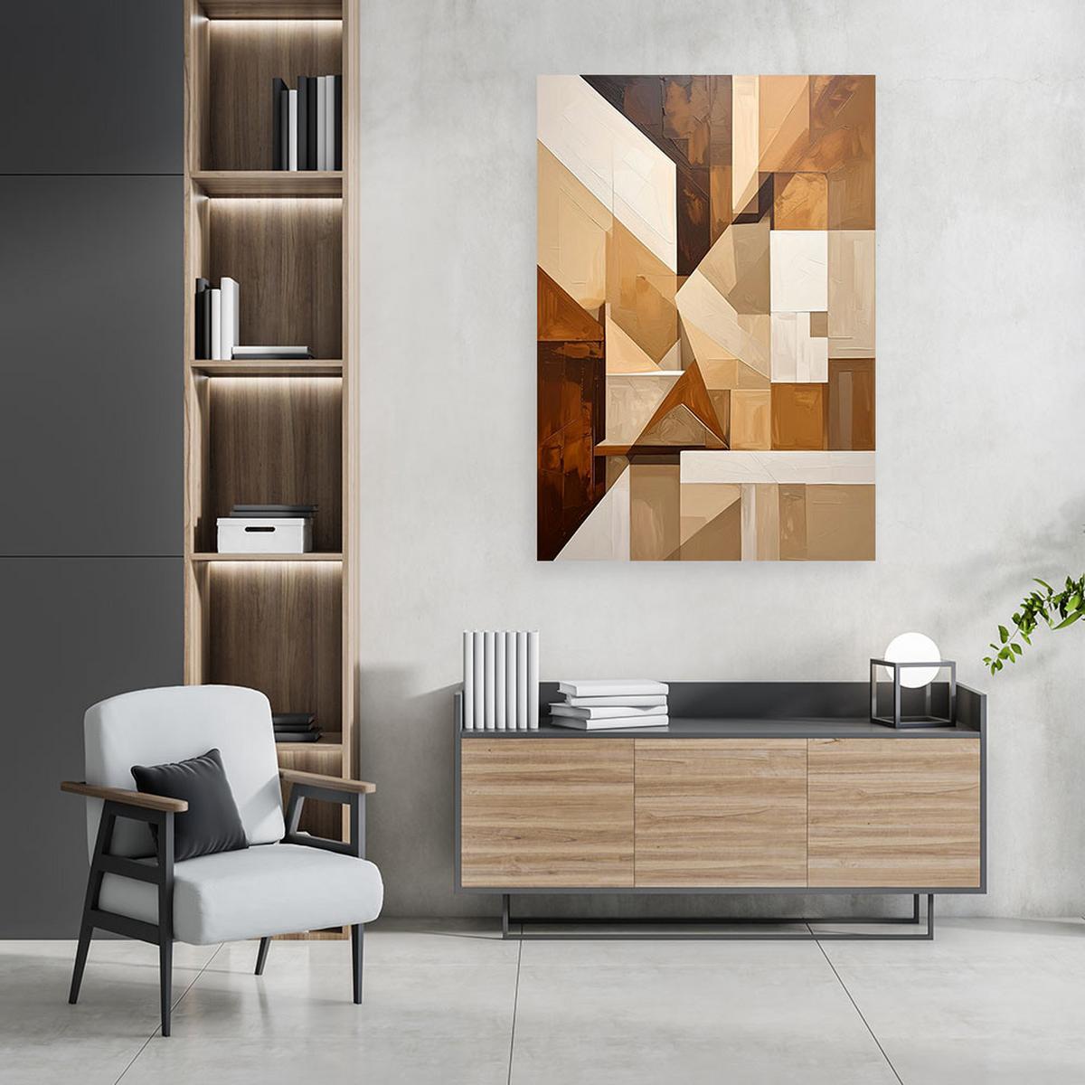 LEINWANDBILD 3D und geometrisch 70x100cm - Beige, Textil (70/100cm) - Feeby