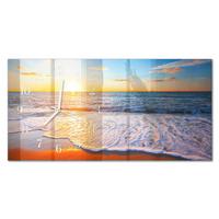 WANDUHR aus Glas 60x30 cm - Sonnenuntergang - Blau, Glas (60/30/0.4cm) - TULUP