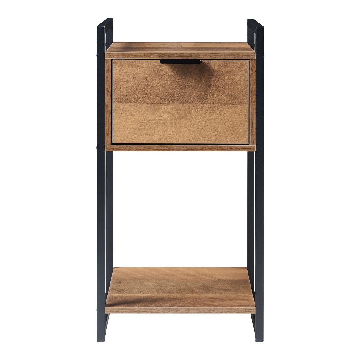 BEISTELLTISCH Namsskogan - Walnussfarben/Schwarz, Holzwerkstoff/Metall (32/33/62cm) - [en.casa]