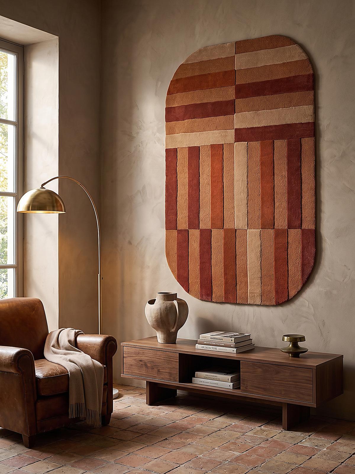 WOLLTEPPICH handgetuftet LUNAN, Blockstreifen, Terrakotta, 140 x 200 cm - Orange, Textil (140/200cm) - KADIMA DESIGN