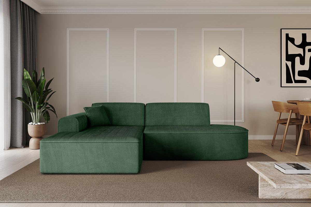 ECKSOFA Ottomane Links IREA-L1-v3 - 232x165x77 cm Grün - Currygelb, Holzwerkstoff/Textil (232/165cm) - ALTDECOR