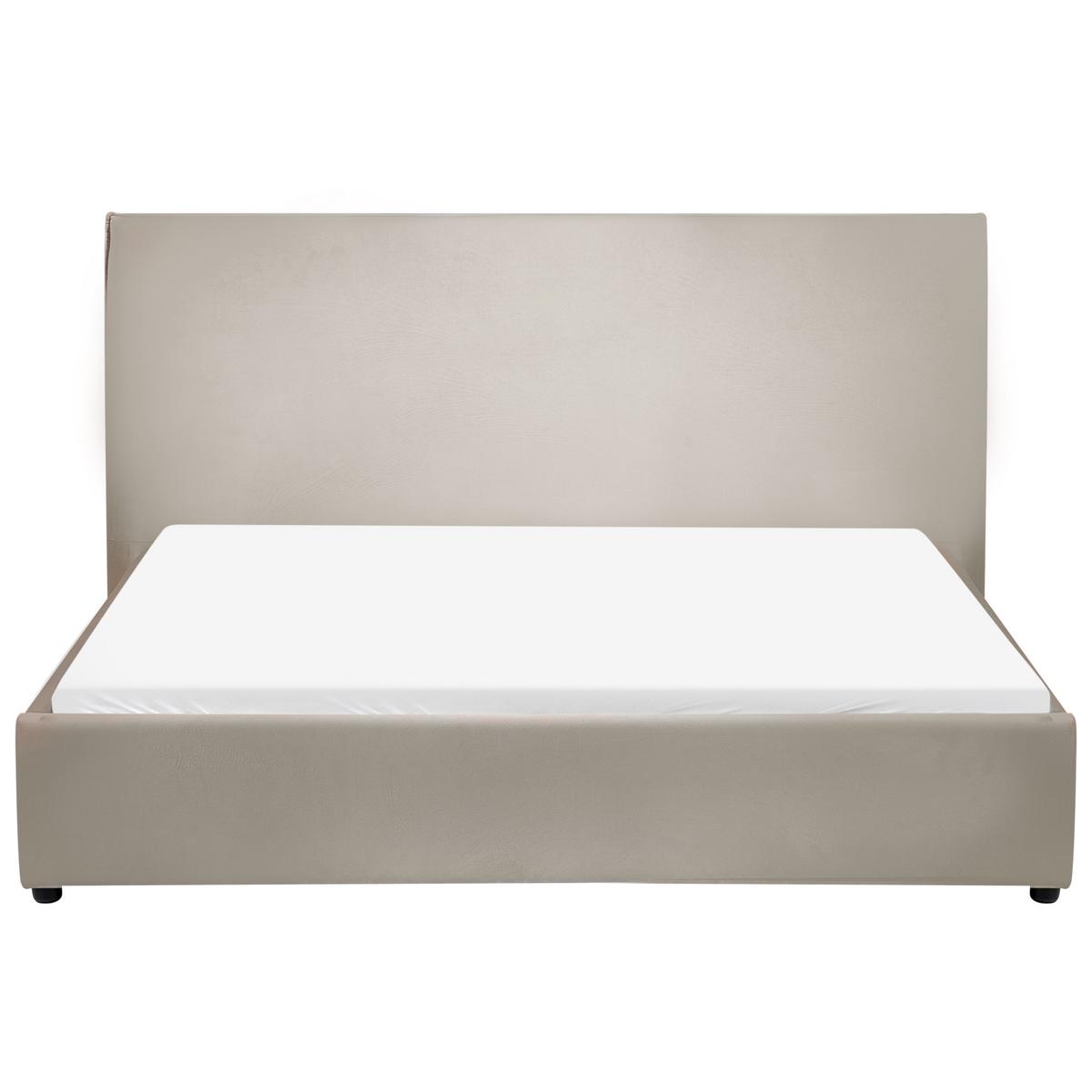 BETT mit Lattenrost 160/200 cm Samtstoff Taupe Lavaur - Taupe, Textil (160/200cm) - Beliani