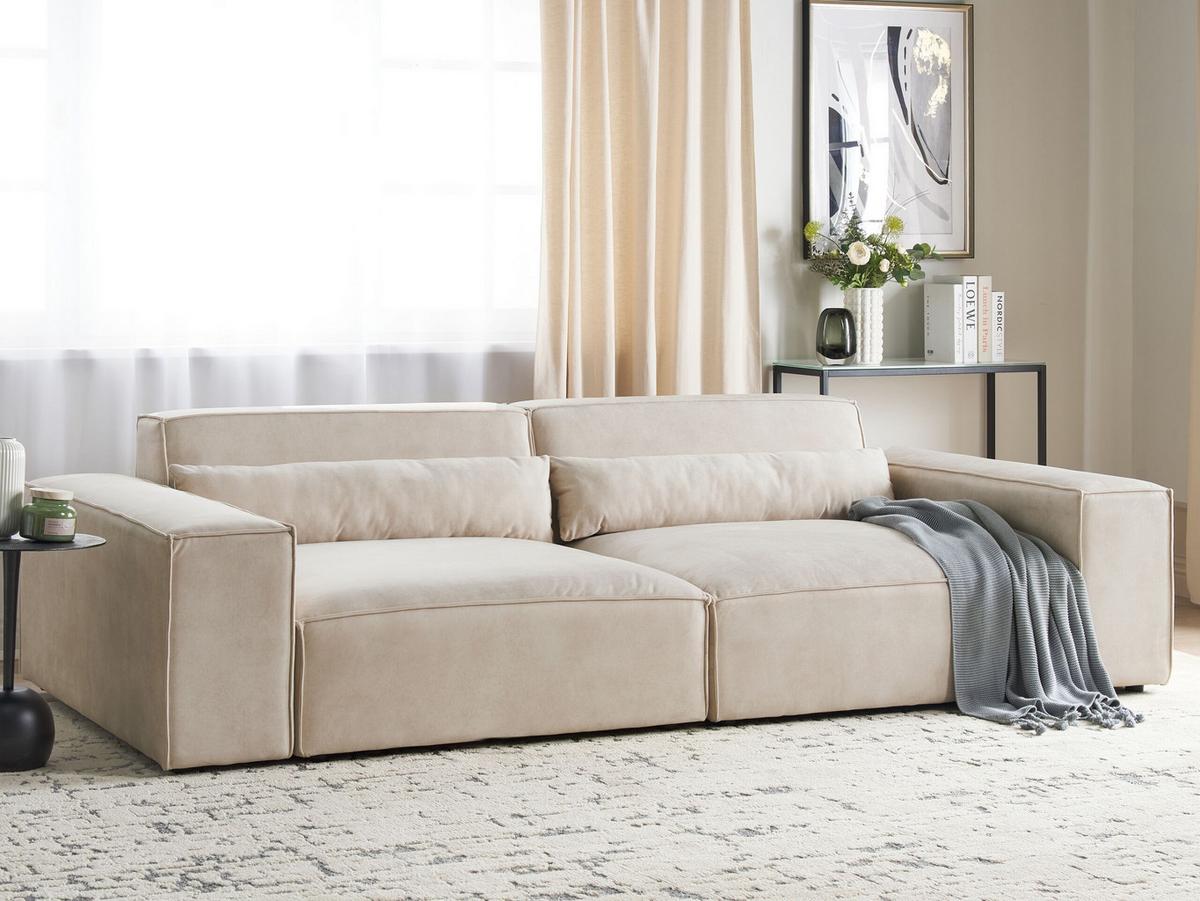 2-SITZER-SOFA Samtstoff hellbeige Hellnar - Beige, Textil (262/70/126cm) - Beliani