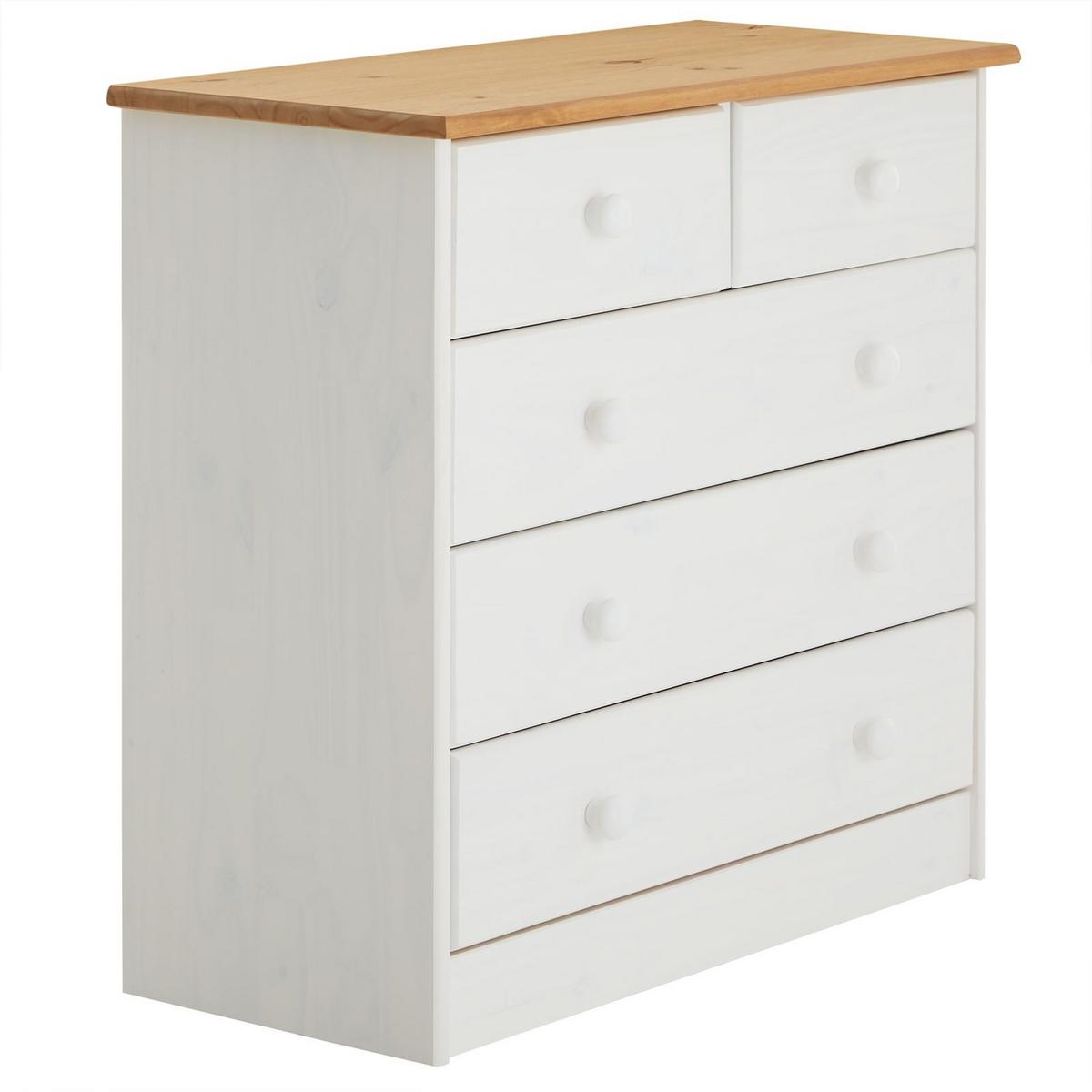 KOMMODE RONDO weiß/braun - Weiß/Braun, Holz (79/74/35cm) - IDIMEX