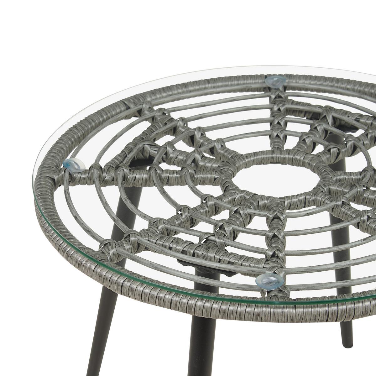 BALKONSET 2-Sitzer Rattan hellgrau Auflagen grau Laureto - Grau, Kunststoff/Textil - Beliani