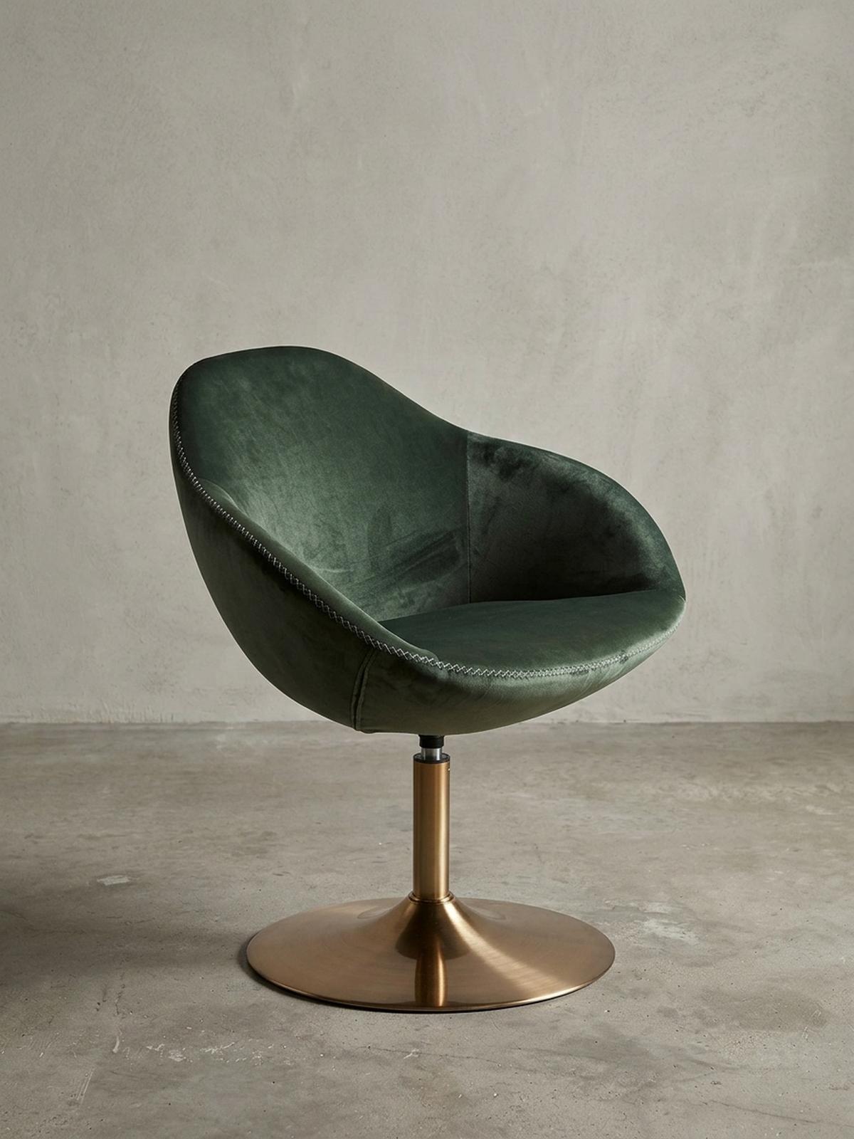 LOUNGESESSEL Samt mit 360° Drehfunktion, Grün 70x70x79 cm - Goldfarben/Grün, Textil/Metall (70/79/70cm) - KADIMA DESIGN