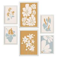 POSTER Set Mit 6 Blumenrahmen 2 In Blume Zusammenfassung Ästhetische Dekorative Gemälde Für Ihr Wohnzimmer Schlafzimmer Zuhause A3 & A4 Weißer Rahmen - Weiß, Papier (29/3cm) - Nacnic