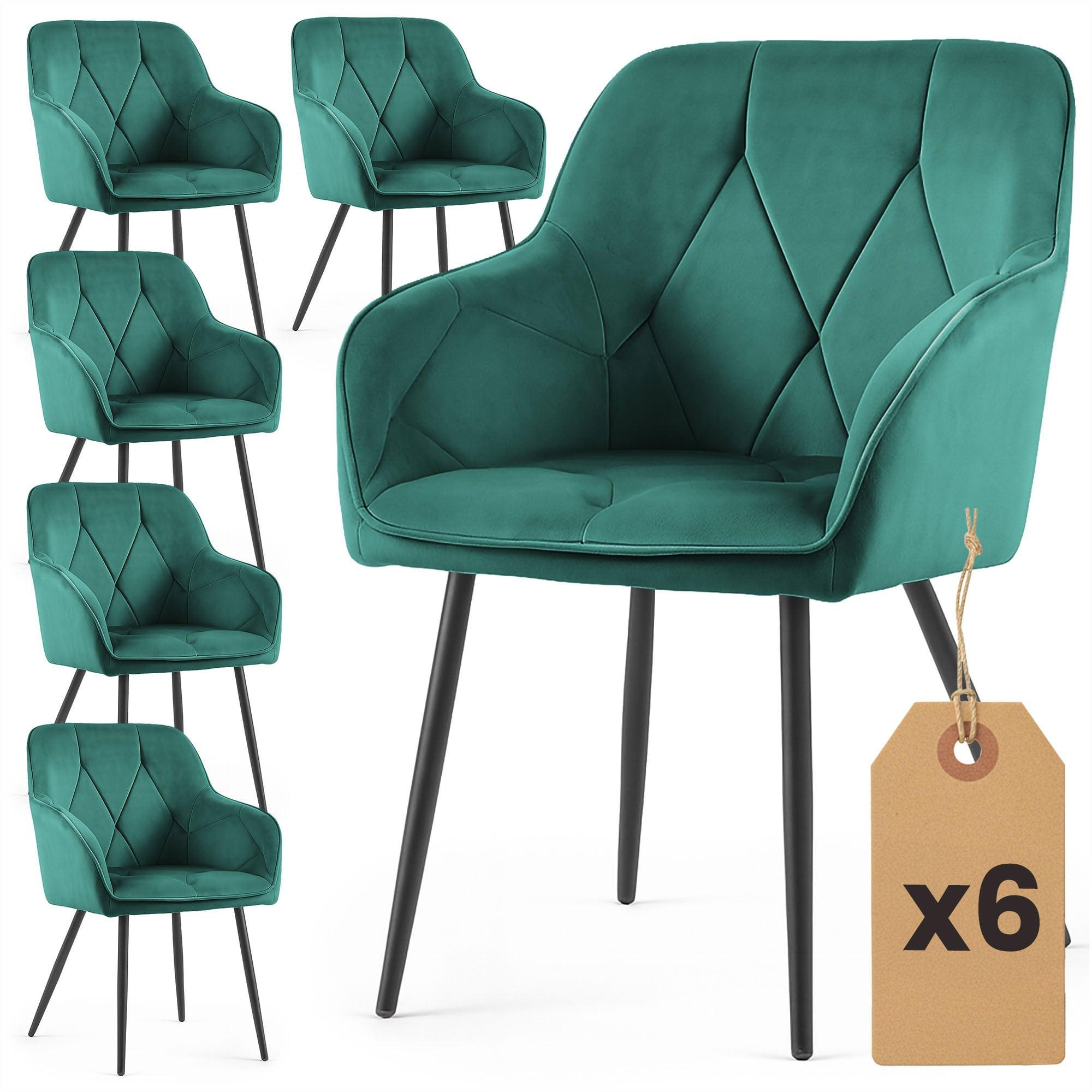 POLSTERSTUHL 6er Set, Metallbeine Grün, Schwarz 54,5/82,5/58 - Schwarz/Grün, Textil (55/83/50cm) - RAUMHIRSCH FURNITURE
