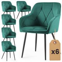 POLSTERSTUHL 6er Set, Metallbeine Grün, Schwarz 54,5/82,5/58 - Schwarz/Grün, Textil (55/83/50cm) - RAUMHIRSCH FURNITURE